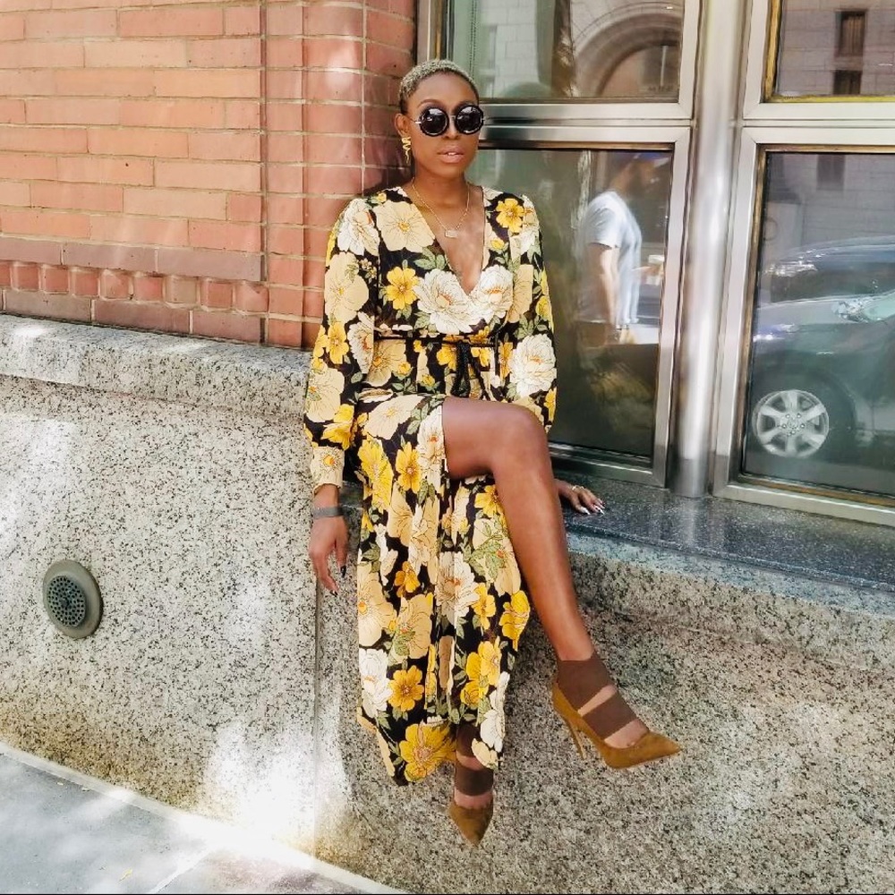 Floral Double-Slit Maxi Dress